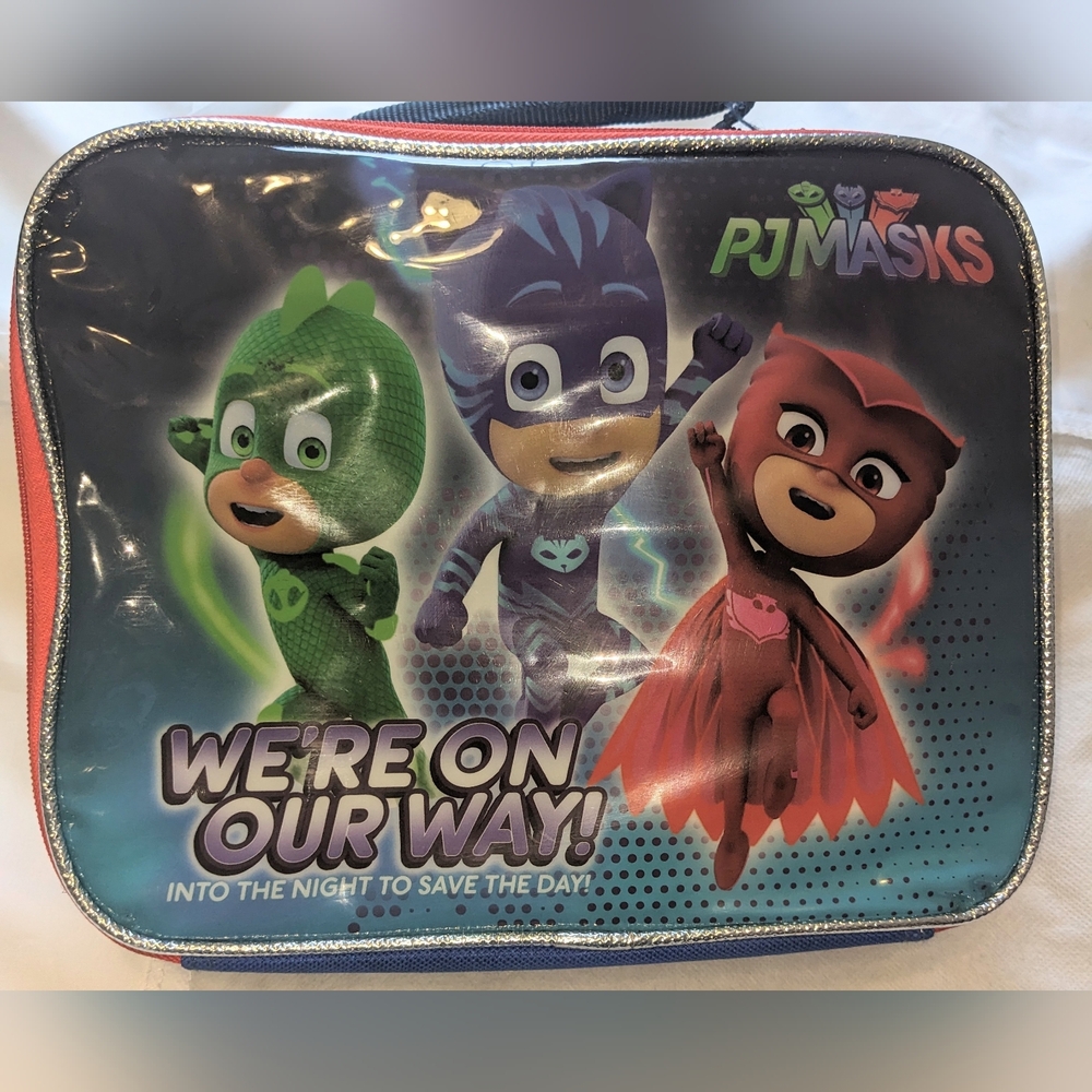 PJ Masks Kids Lunch Bag - Blue with Green, Purple & Red Characters
